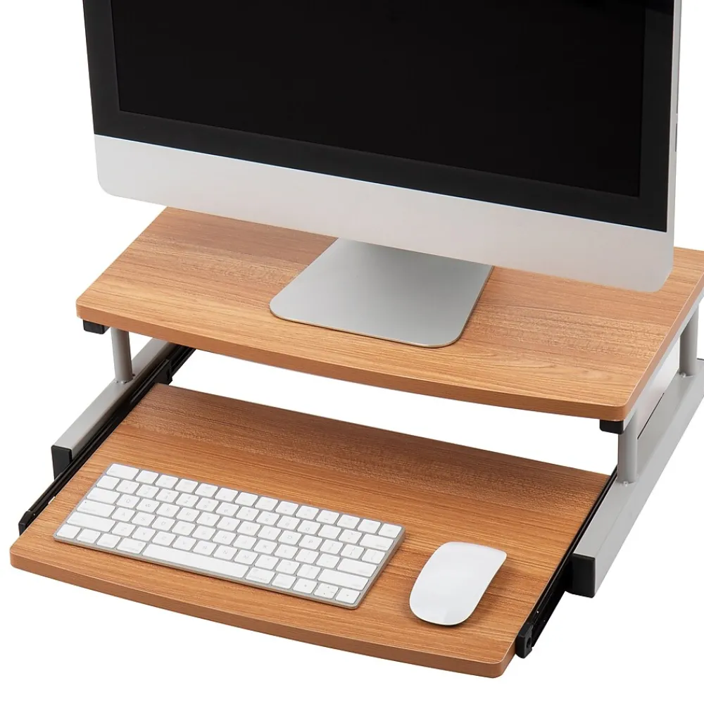 Sale Mind Reader 2-Tier Monitor Stand with Sliding Keyboard Drawer, Brown (2TSLIDE-BRN)
