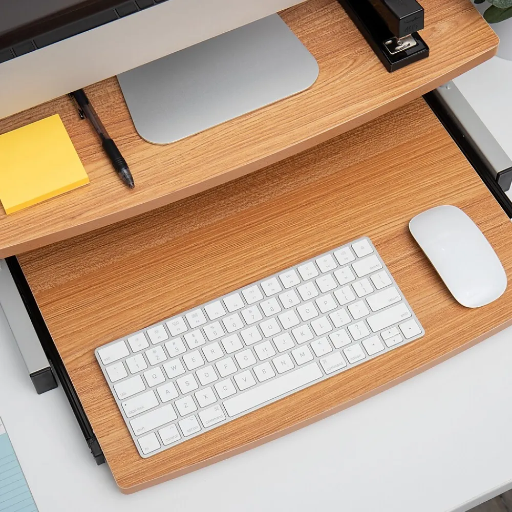 Sale Mind Reader 2-Tier Monitor Stand with Sliding Keyboard Drawer, Brown (2TSLIDE-BRN)