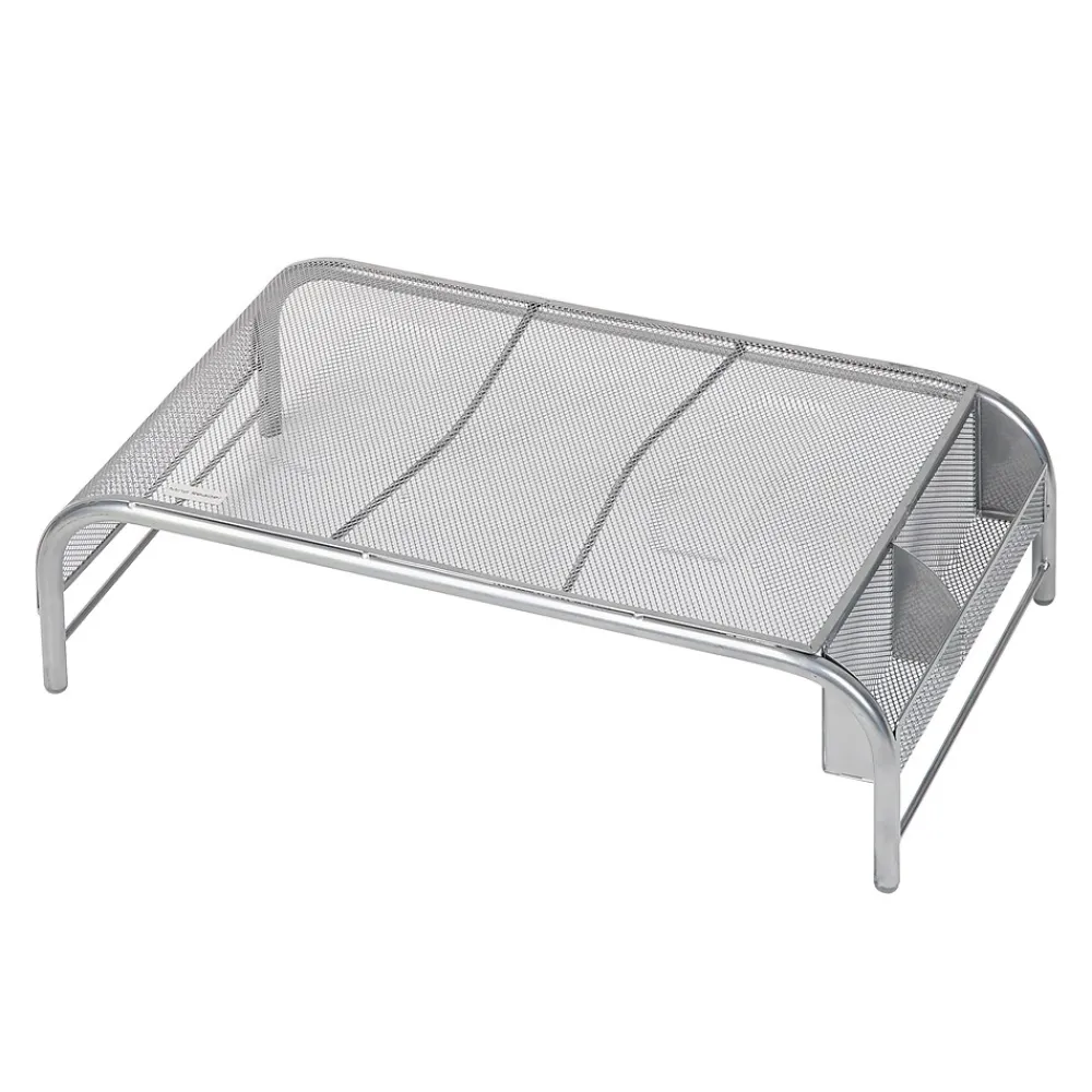 Sale Mind Reader Ventilated Monitor Stand with Side Storage, (MESHM-SIL) Silver