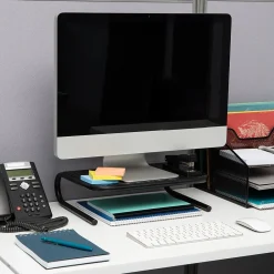 Clearance Mind Reader Ventilated Monitor Stand, Holds up to 44 lbs., Metal, , 2/Pack (2METMONST-BLK) Black