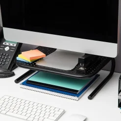 Clearance Mind Reader Ventilated Monitor Stand, Holds up to 44 lbs., Metal, , 2/Pack (2METMONST-BLK) Black