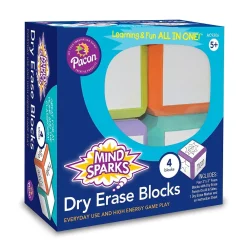 Dry Erase*Mind Sparks Write-On Blocks Plastic Mobile Dry-Erase Whiteboard, 3" x 3", 2/Bundle (CK-9306-2)