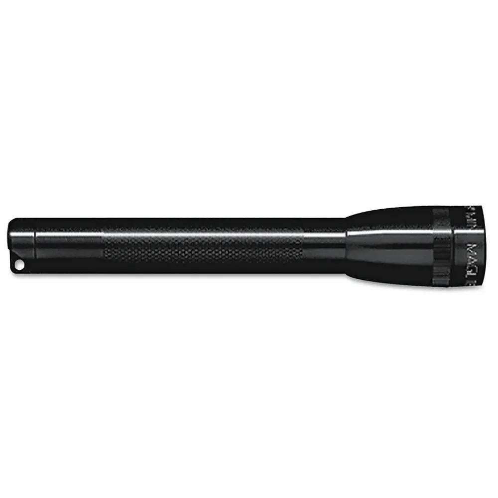 Mag-Lite Mini ® Aluminum Flashlight, Incandescent, 2 3VDC AA Alkaline, Black