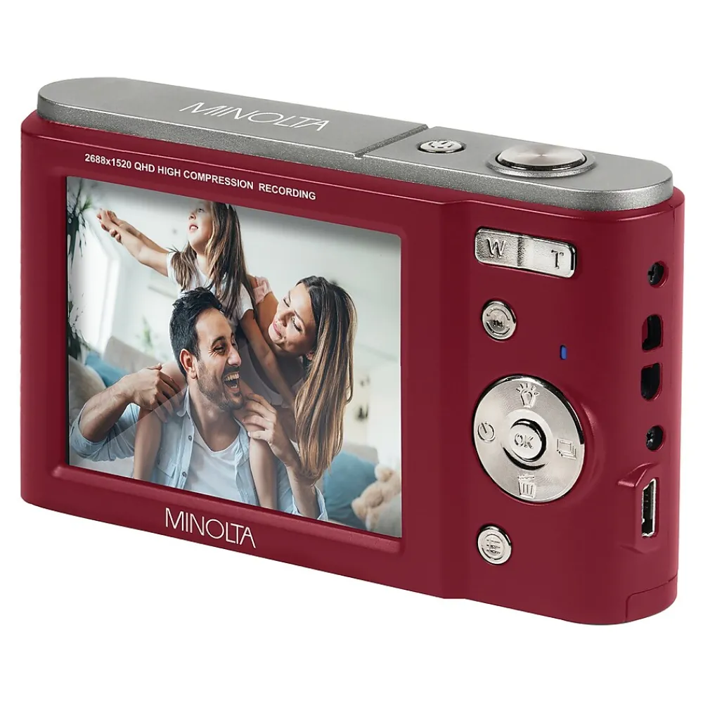 MINOLTA 44 MP Digital 2.7K Quad HD Camera, 16x Digital Zoom, Red (MND20-R)