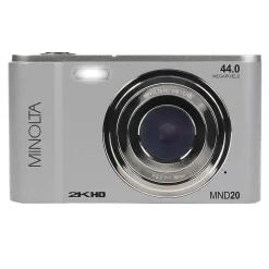 MINOLTA 44 MP Digital 2.7K Quad HD Camera, 16x Digital Zoom, Silver (MND20-S)