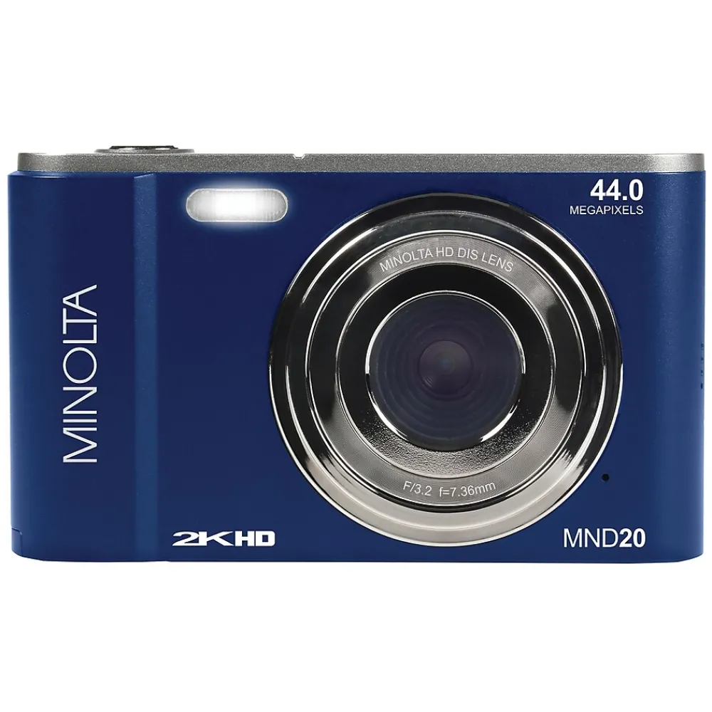 MINOLTA 44 MP/2.7K Quad HD Digital Camera with 16x Digital Zoom, Blue (MND20-BL)