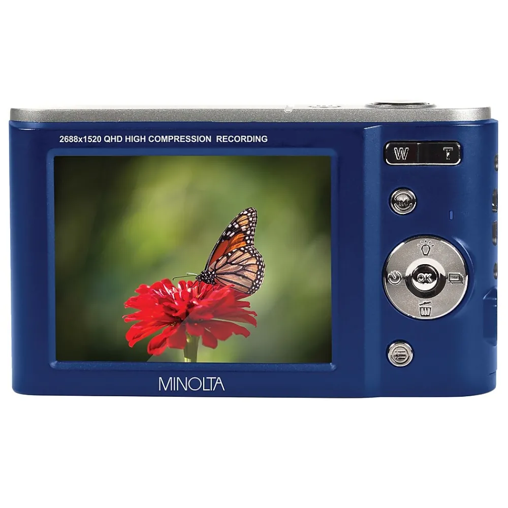MINOLTA 44 MP/2.7K Quad HD Digital Camera with 16x Digital Zoom, Blue (MND20-BL)