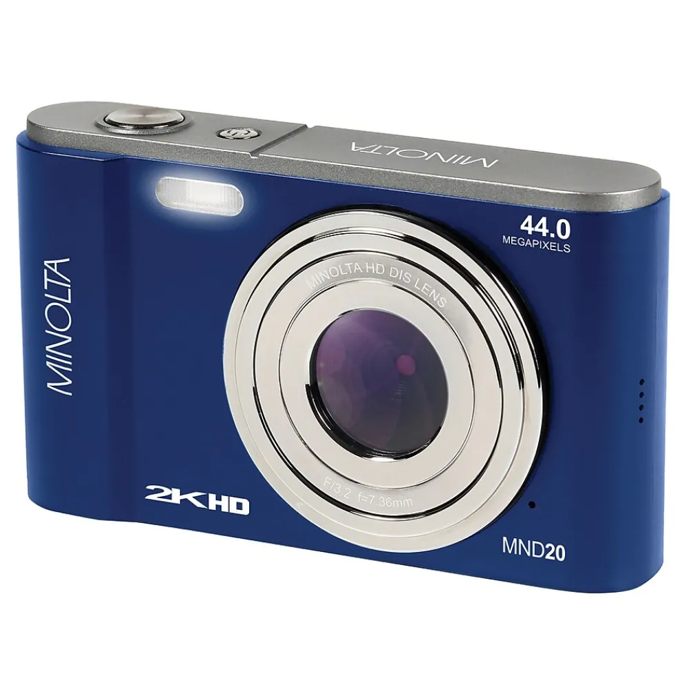 MINOLTA 44 MP/2.7K Quad HD Digital Camera with 16x Digital Zoom, Blue (MND20-BL)