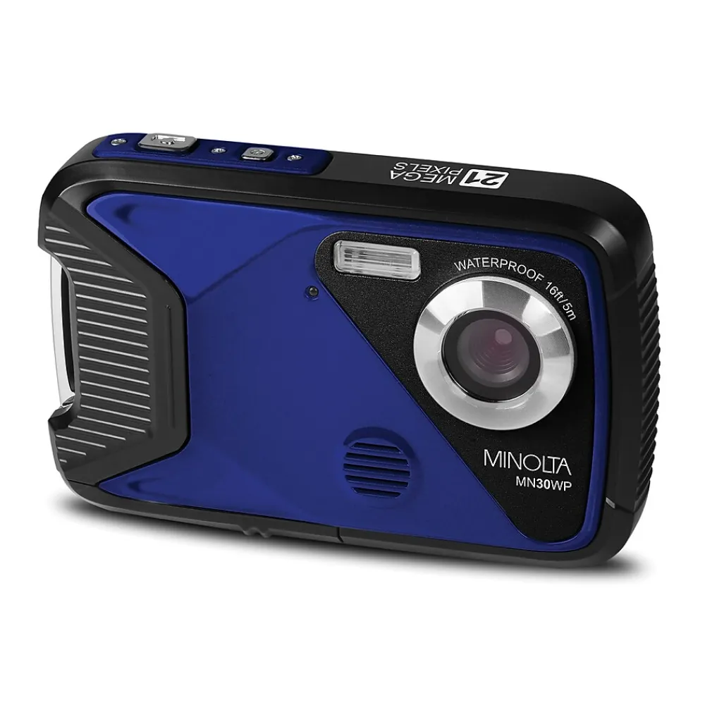 MINOLTA 21 MP/1080p Waterproof Digital Camera with 4x Digital Zoom, Blue (MN30WP-BL)
