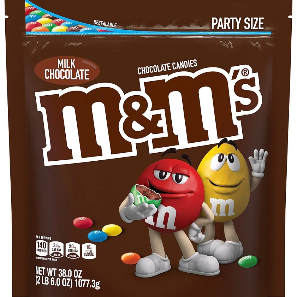 M&M's Party Size Milk Chocolate Candy Pieces, 38 oz. (MMM55114)