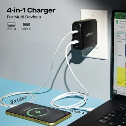 USB-C and USB-A Wall Charger, 100-Watt, Black (117-1001P01)<Mobile Pixels Inc.