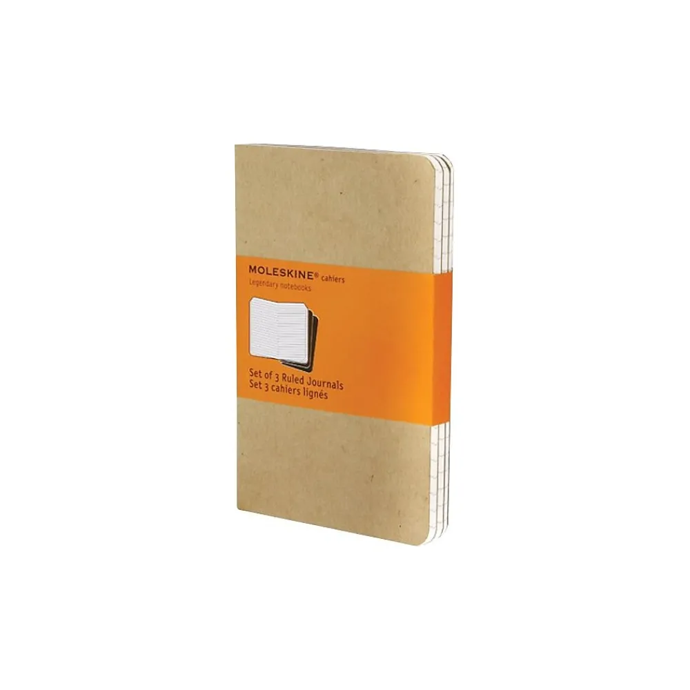 Journals|Moleskine Cahier Journal, 7.5" x 10", Wide Ruled, Kraft Brown, 120 Pages, 3/Pack (705045)
