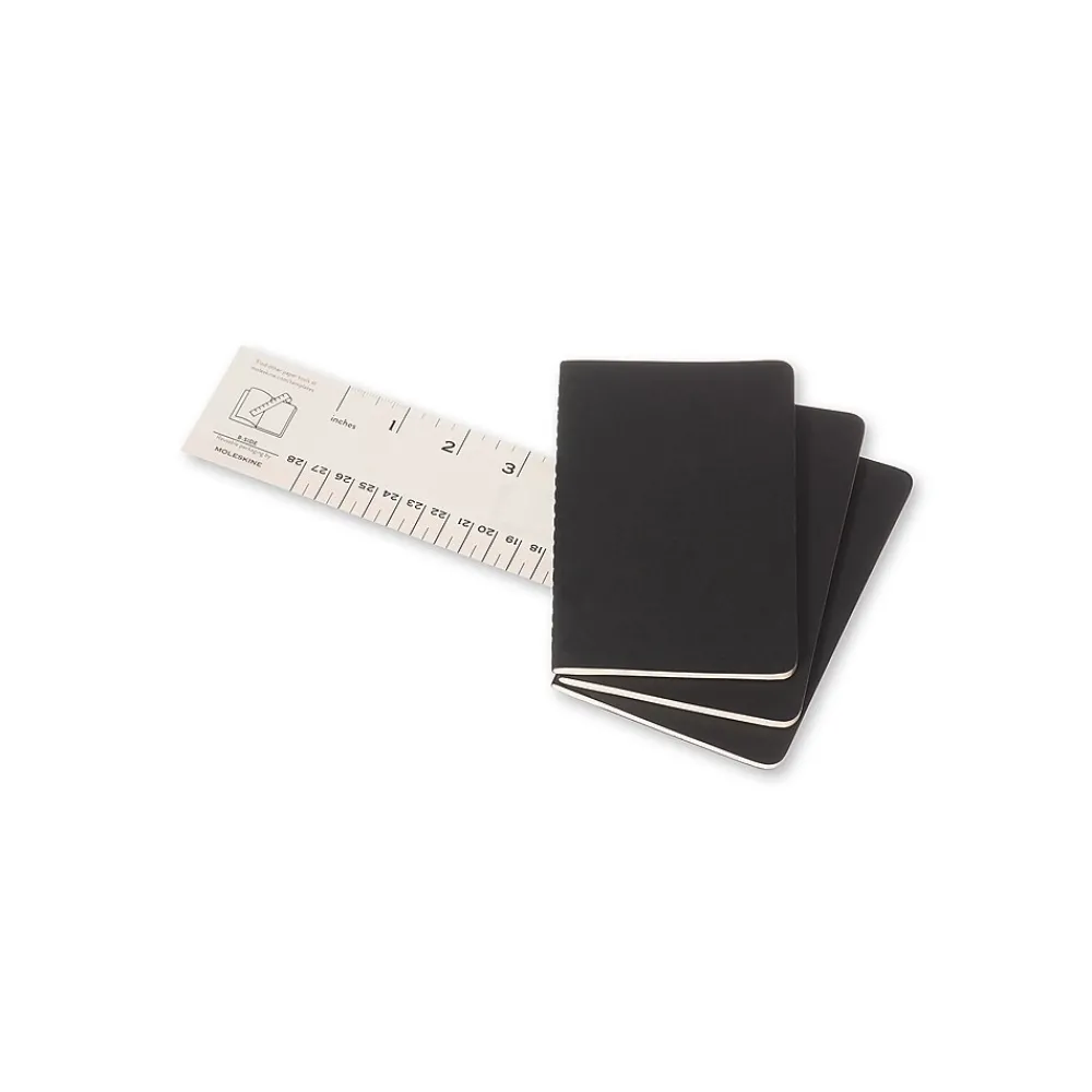 Journals|Moleskine Cahier Pocket Journal, 3.5" x 5.5", Narrow Ruled, Black, 64 Pages, 3/Pack (704895)