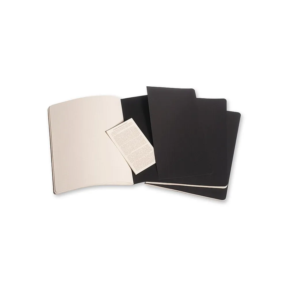 Notebooks|Moleskine Cahier 1-Subject Professional Notebooks, 7.5" x 10", Quad, 60 Sheets, Black (9788883705021)