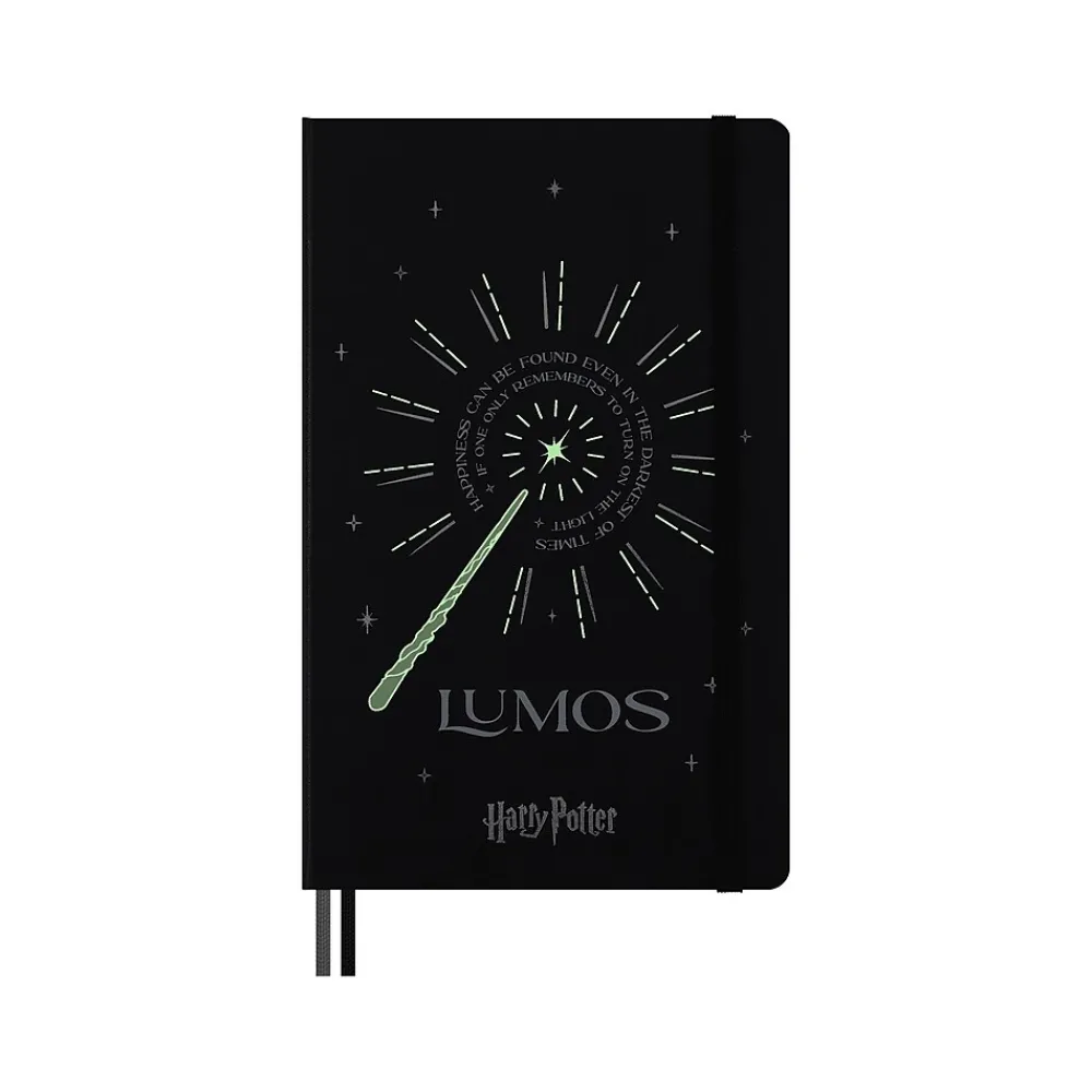 Journals|Moleskine Harry Potter Lumos Limited Edition Notebook, 5" x 8.25", Narrow-Ruled, Black/White (LEHP23QP060LUM)