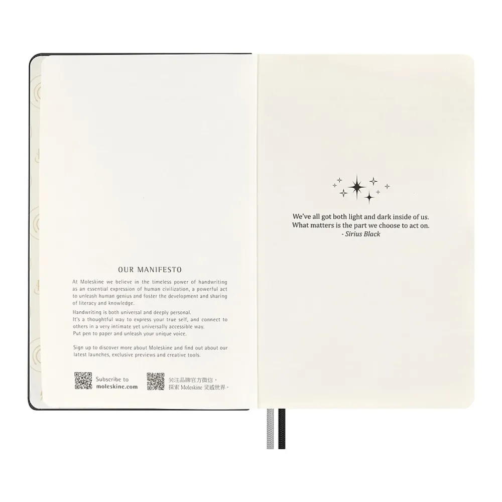Journals|Moleskine Harry Potter Lumos Limited Edition Notebook, 5" x 8.25", Narrow-Ruled, Black/White (LEHP23QP060LUM)