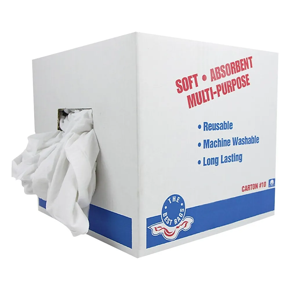 Cotton Cleaning Rags, White, 10 lbs., 120 Rags/Pack (N2-W43-10)<Monarch Brands Online