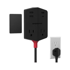 Monster 2-Outlet 4-USB Port Power Strip, 6', Black (2MNAC0327B0L2)