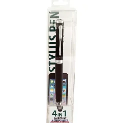 Pens|Monteverde 4-in-1 Multifunction Laser/Stylus/Flashlight/Ballpoint Pen, Medium Point, Black (MV73421)