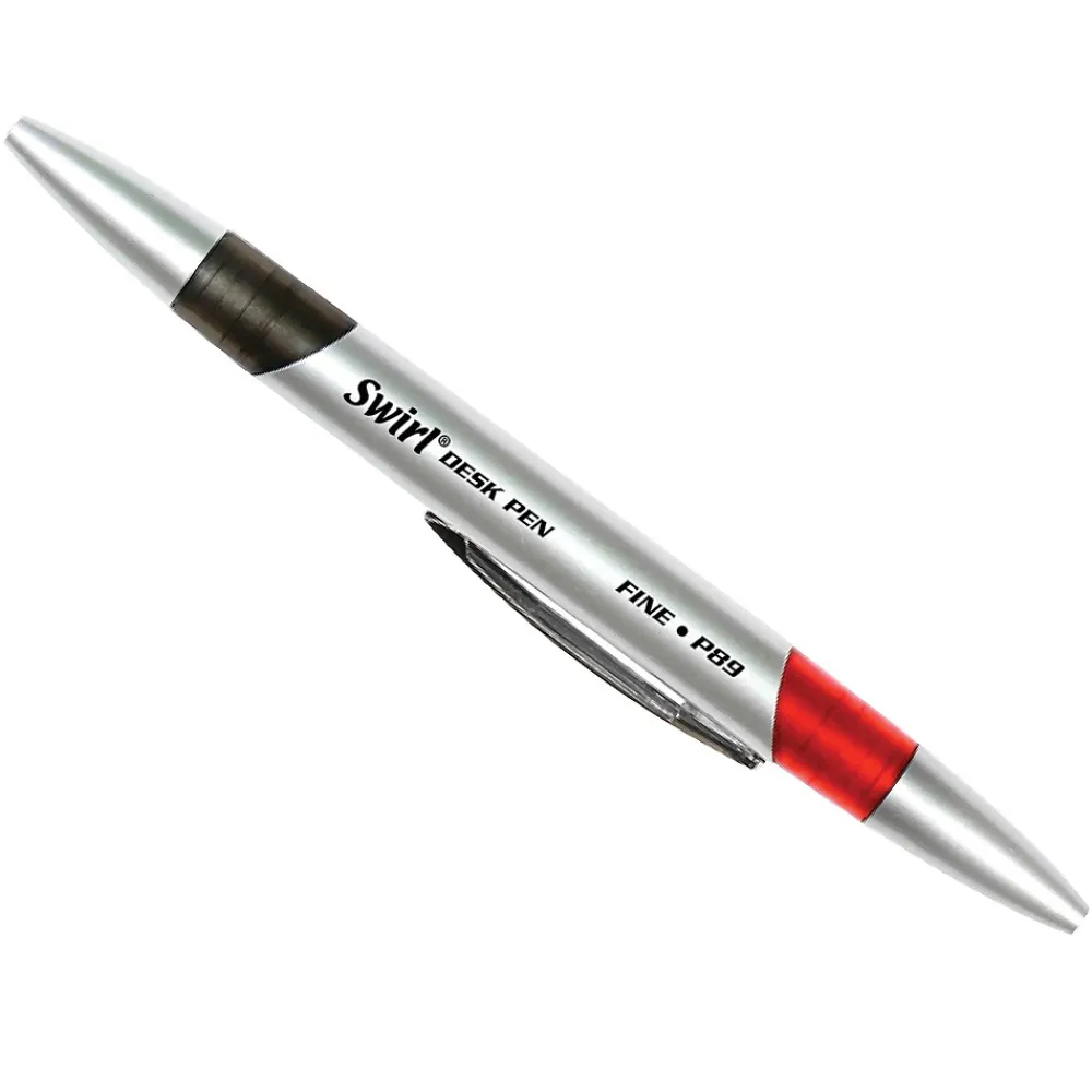 Pens|Moon Products Retractable Swirl Desk Pens, Fine Point, Red/Black Ink, 12/Pack, 2 Packs (JRMP89-2)