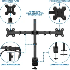 Best Mount-It! Adjustable Dual Monitor Arm Mount, Up To 32