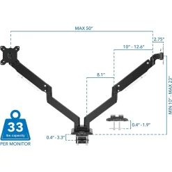 Hot Mount-It! Adjustable Dual-Monitor Mount, Up to 35", Black (MI-4772)