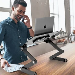 Adjustable Laptop Stand with Cooling Fans and Mouse Pad (MI-7211)<Mount-It! Hot