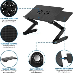 Adjustable Laptop Stand with Cooling Fans and Mouse Pad (MI-7211)<Mount-It! Hot