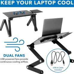 Adjustable Laptop Stand with Cooling Fans and Mouse Pad (MI-7211)<Mount-It! Hot