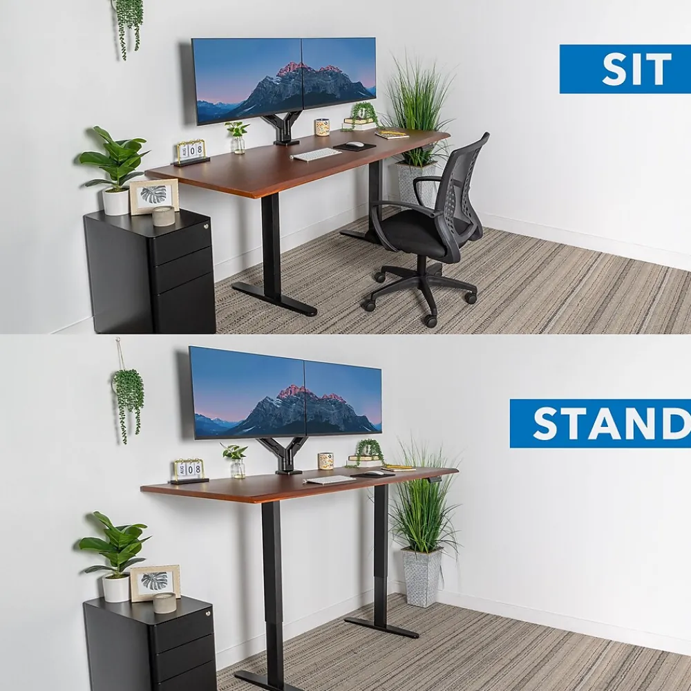 Standing Desks*Mount-It! Dual Motor 72"W Electric Adjustable Standing Desk, Black/Hazelnut Brown (MI-18126)