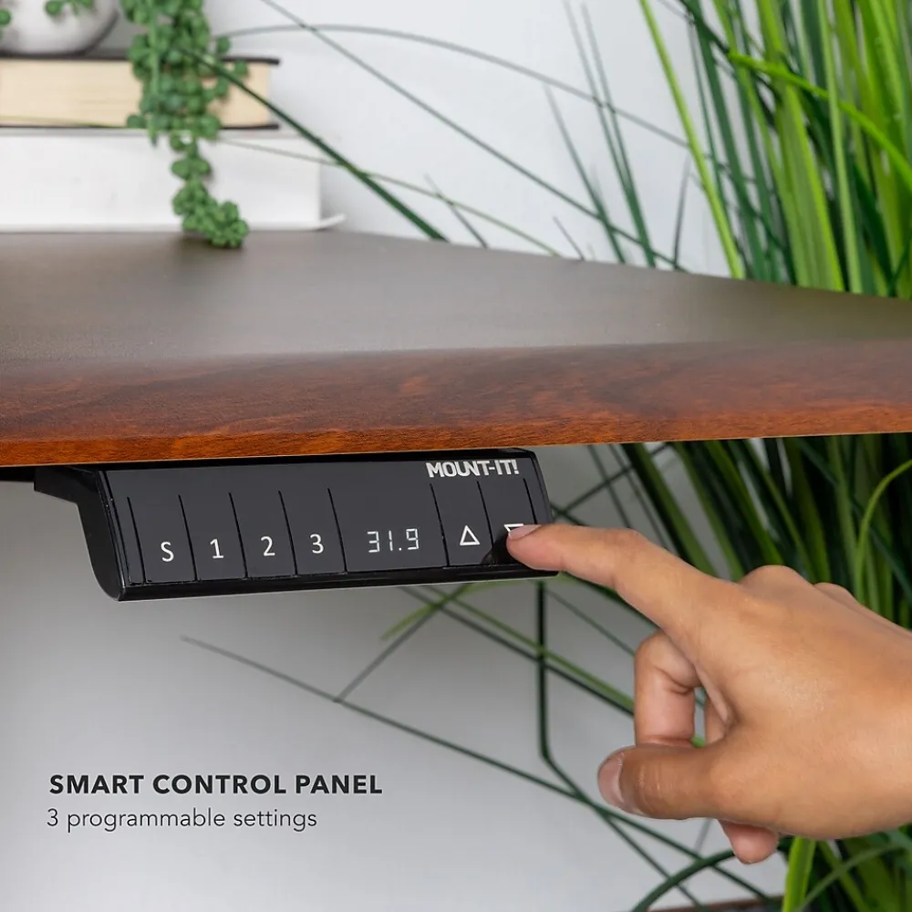 Standing Desks*Mount-It! Dual Motor 72"W Electric Adjustable Standing Desk, Black/Hazelnut Brown (MI-18126)