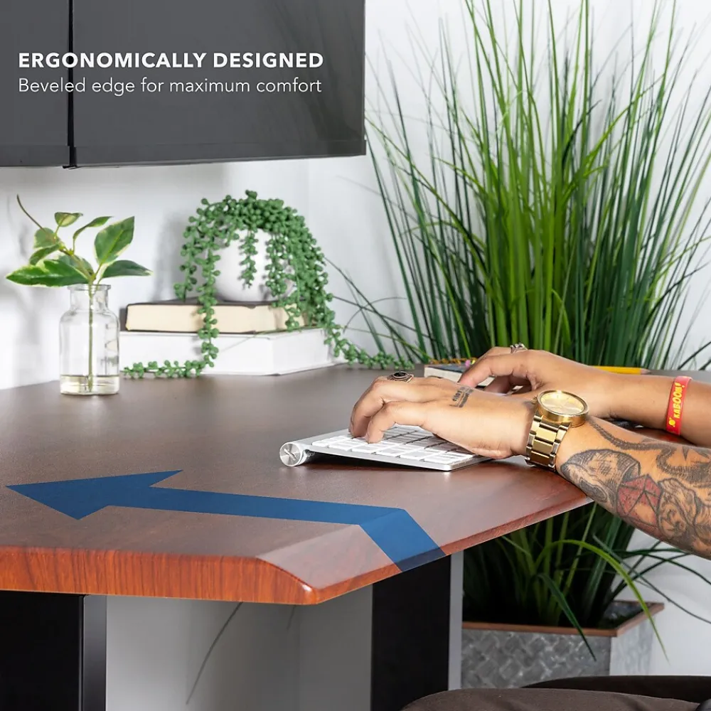 Standing Desks*Mount-It! Dual Motor 72"W Electric Adjustable Standing Desk, Black/Hazelnut Brown (MI-18126)