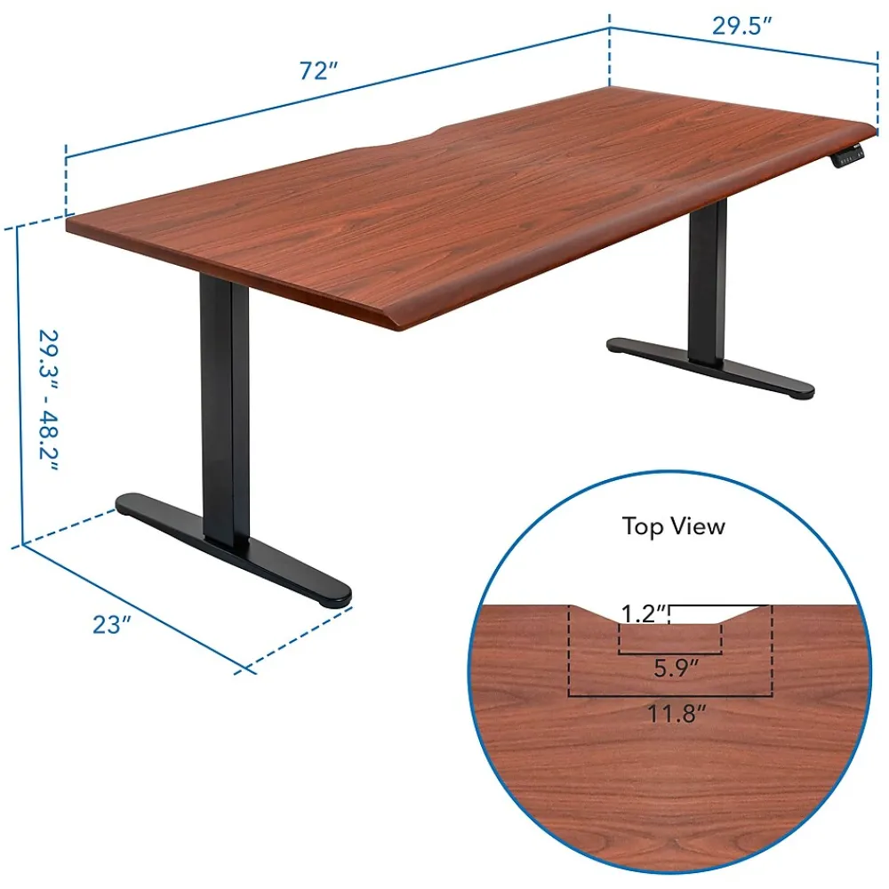 Standing Desks*Mount-It! Dual Motor 72"W Electric Adjustable Standing Desk, Black/Hazelnut Brown (MI-18126)