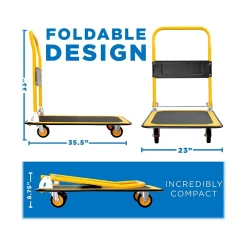 Mount-It! Foldable Flatbed with Swivel Wheels, 660 lb. Capacity, Black/Yellow (MI-921)
