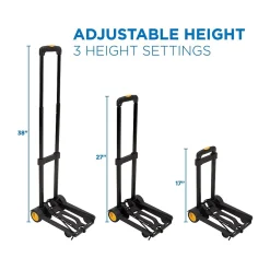 Mount-It! Folding Luggage Cart and Dolly, 77 lb. Capacity, Black/Yellow (MI-912)