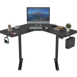 Standing Desks*Mount-It! MI-15003 47"W L-Shaped Adjustable Particle Board Standing Desk, Black (MI-15003)