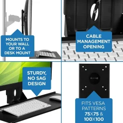 Online Mount-It! Monitor and Keyboard Wall Mount Bracket, Standing Workstation with Floating Keyboard, VESA Mount Required (MI-7917)