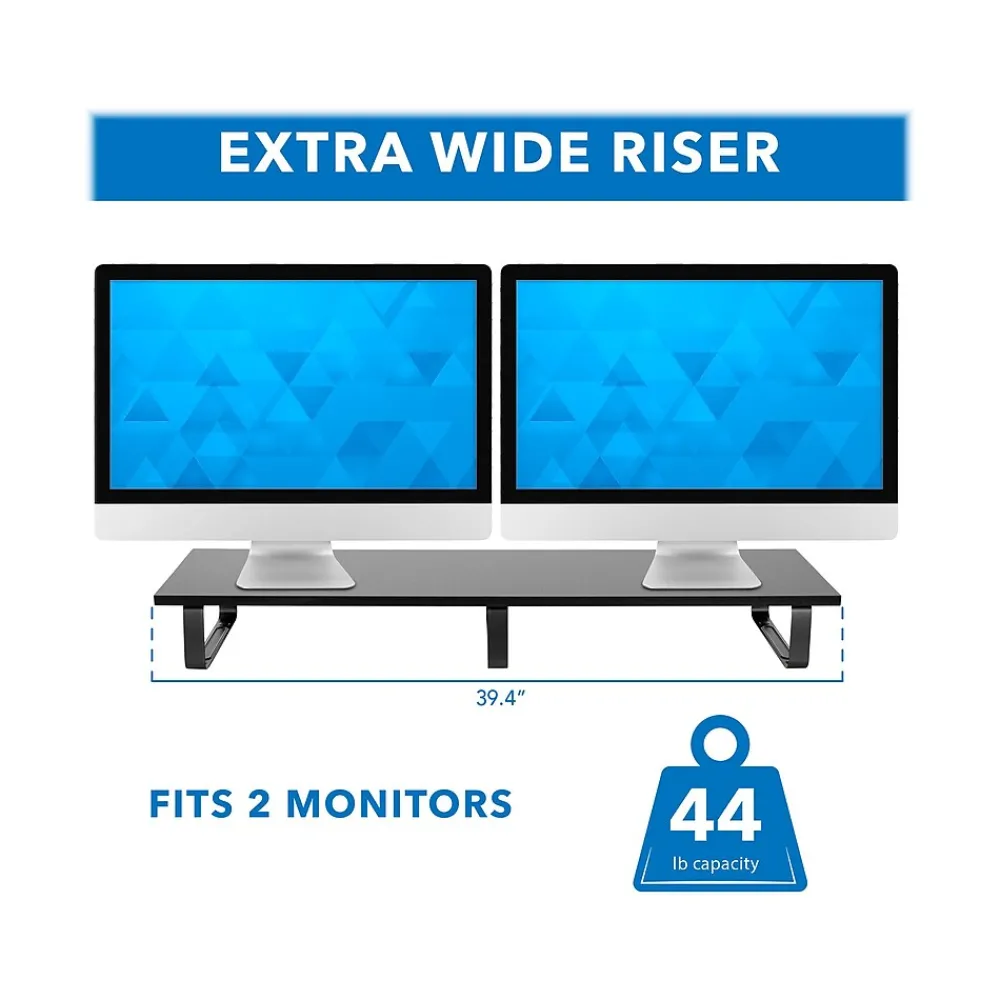 Outlet Mount-It! Monitor Stand for Up to 2 Monitors, 39.4" Wide, Black (MI-7267)