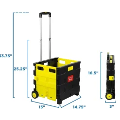 Mount-It! Rolling Utility Cart, Folding and Collapsible, 55 lbs., Black/Yellow (MI-904)