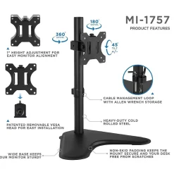 Clearance Mount-It! Single Monitor Mount Desk Stand For 22