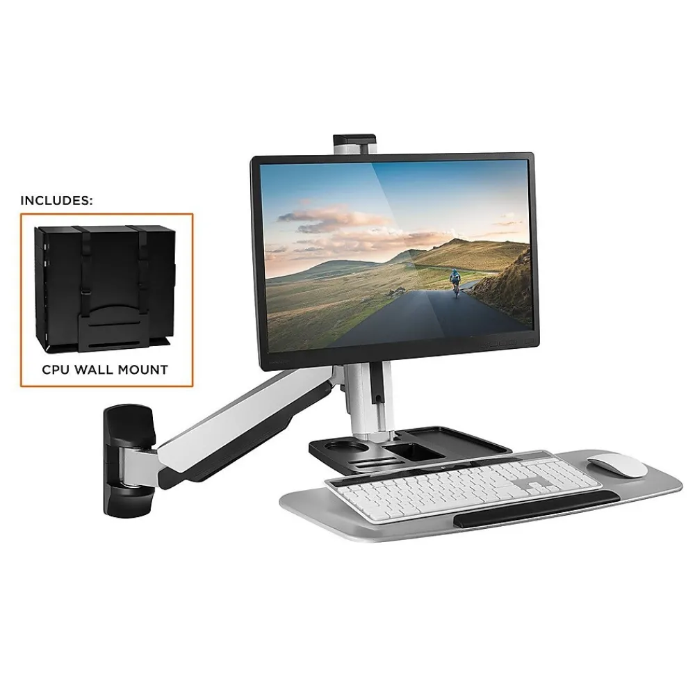 Standing Desks*Mount-It! Sit Stand Wall Mount Workstation, Articulating Standing Desk for a Single Monitor, Floating Keyboard Tray (MI-7905)