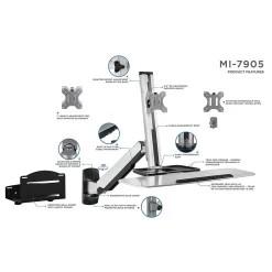 Standing Desks*Mount-It! Sit Stand Wall Mount Workstation, Articulating Standing Desk for a Single Monitor, Floating Keyboard Tray (MI-7905)