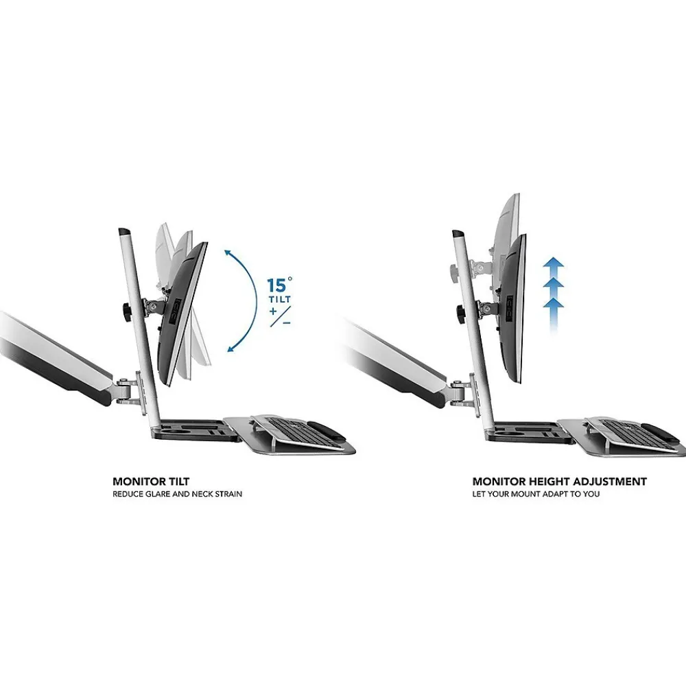 Standing Desks*Mount-It! Sit Stand Wall Mount Workstation, Articulating Standing Desk for a Single Monitor, Floating Keyboard Tray (MI-7905)