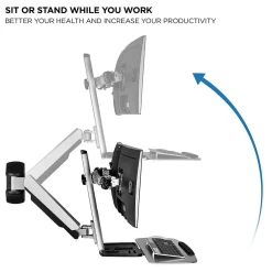 Standing Desks*Mount-It! Sit Stand Wall Mount Workstation, Articulating Standing Desk for Dual Monitors, Floating Keyboard Tray (MI-7906)