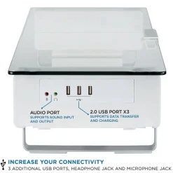 Discount Mount-It! Tempered Glass Height Adjustable Monitor Riser With 3 USB Ports, Up to 32