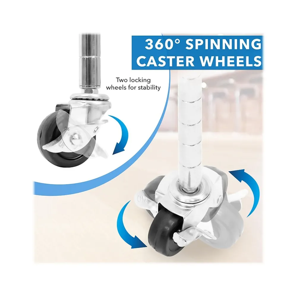 Shelving*Mount-It! 5-Tier Metal Shelving Unit with Wheels, 24", Silver (MI-7862)