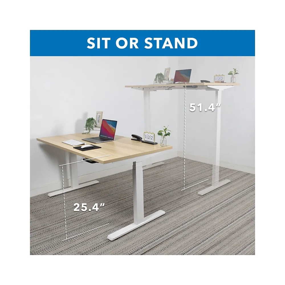 Standing Desks*Mount-It! Ultimate 55"W Electric Rectangular Adjustable Standing Desk, (MI-18077) Maple/White