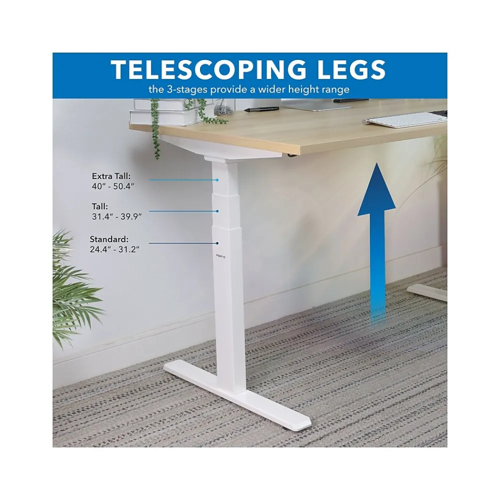 Standing Desks*Mount-It! Ultimate 55"W Electric Rectangular Adjustable Standing Desk, (MI-18077) Maple/White