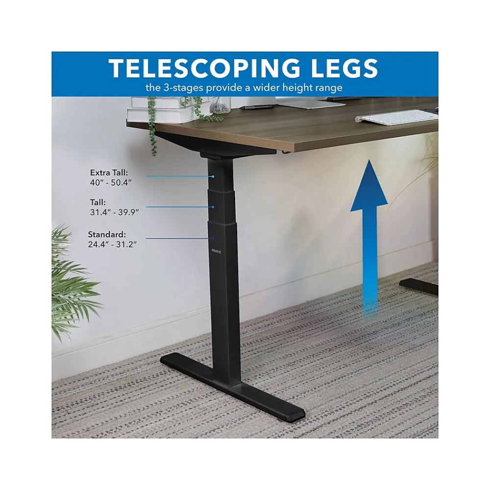 Standing Desks*Mount-It! Ultimate 55"W Electric Rectangular Adjustable Standing Desk, (MI-18080) Adrift/Black