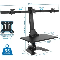 New Mount-It! 28"W Adjustable Triple Monitor Mount, Black (MI-7983)